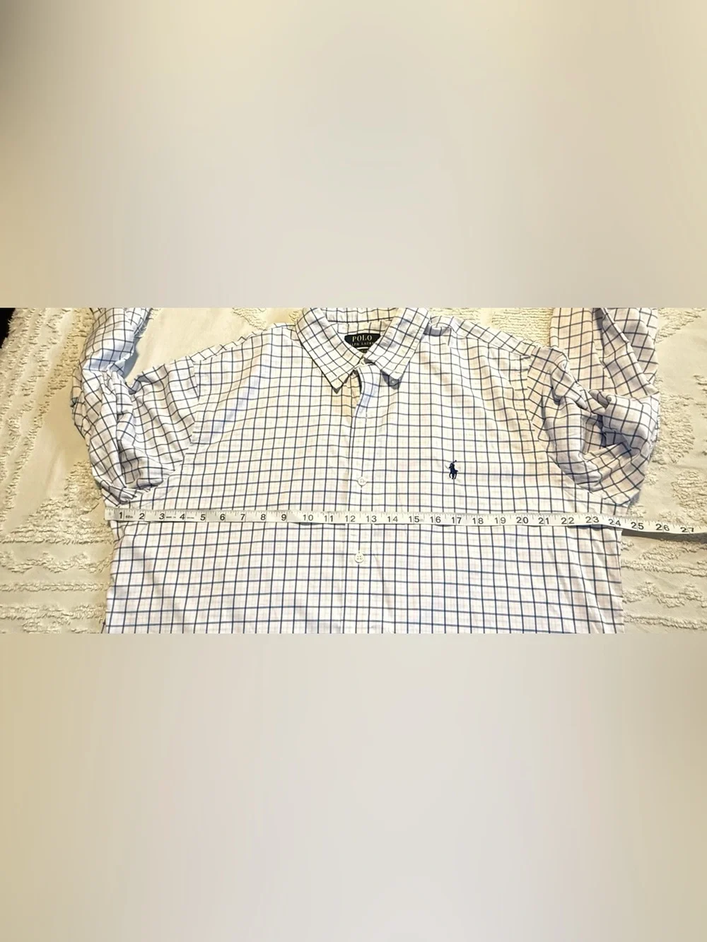 Polo by Ralph Lauren White Shirt with Blue Windowpane Check